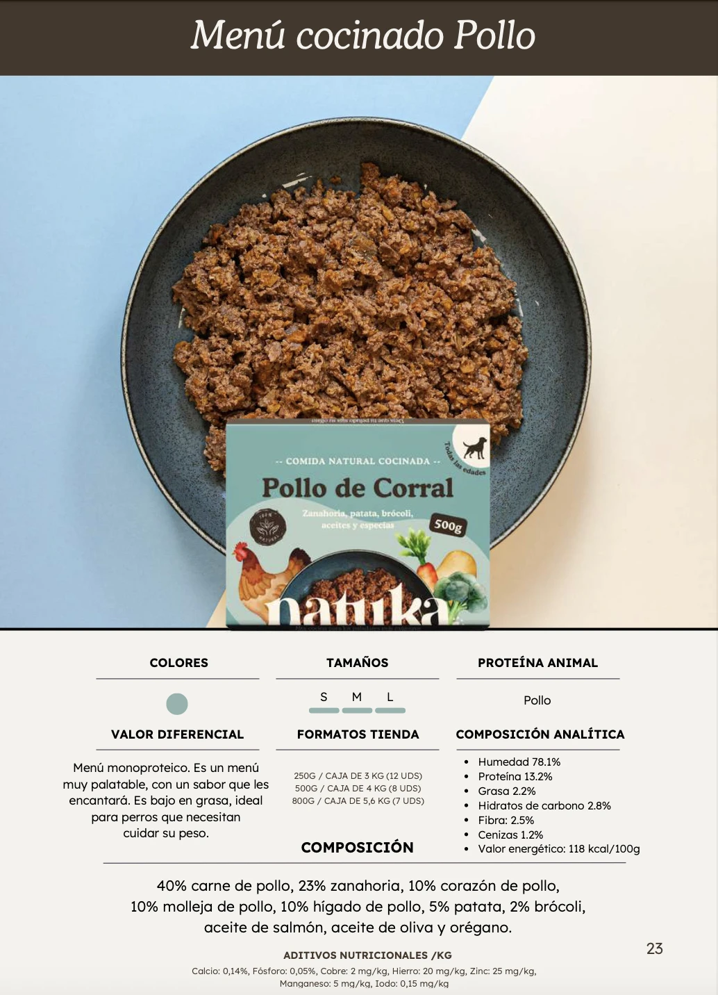 Menú para perros Natuka de pollo , menú cocinado de pollo | Meraki Bar Carabanchel Alto.